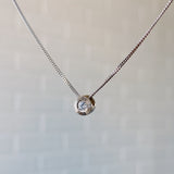 Diamond Small Aurora Birthstone Necklace in White Gold
