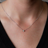 Diamond Small Aurora Birthstone Necklace in White Gold