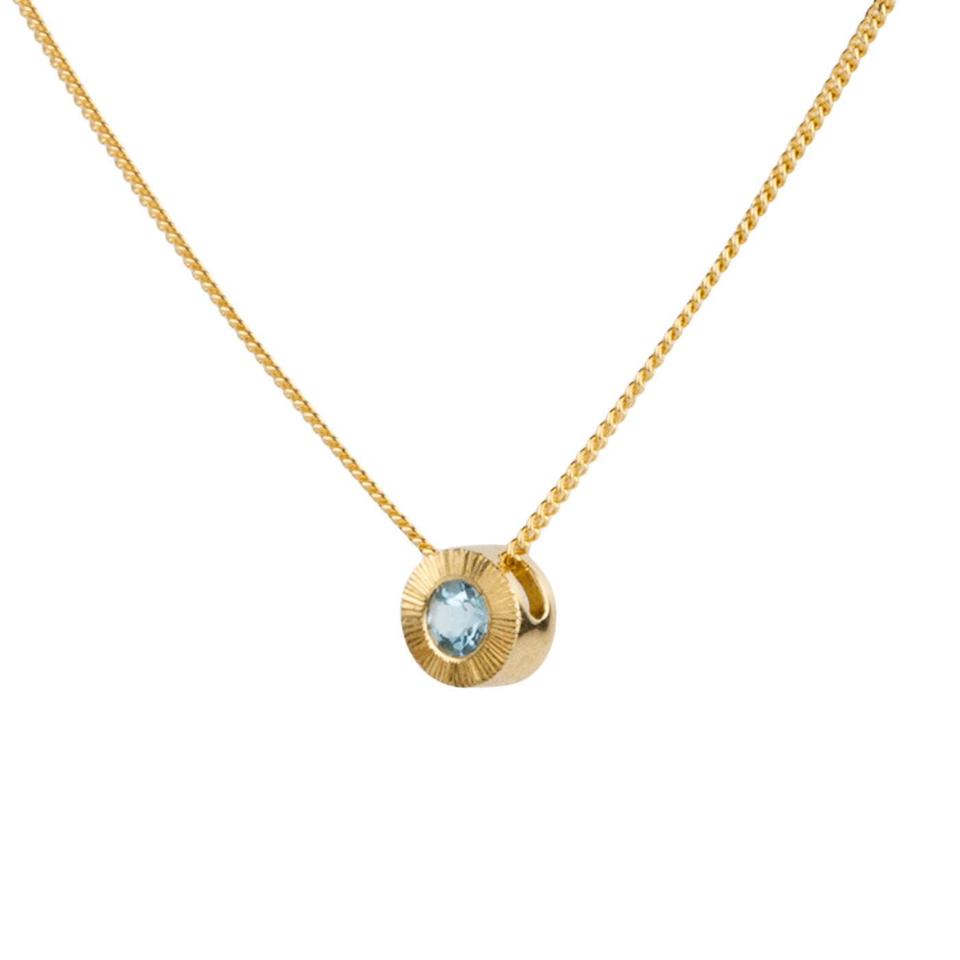 Small Aurora Birthstone Necklace - March - Aquamarine