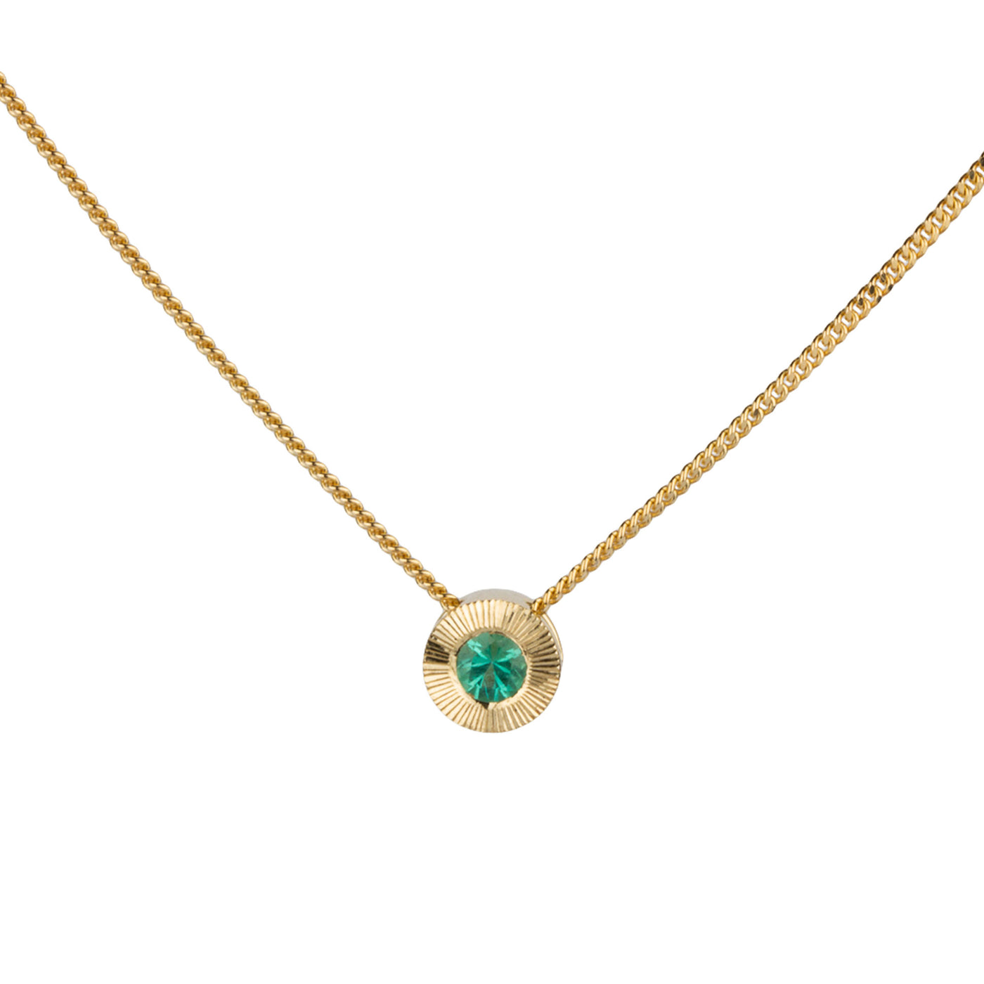 May birthstone Aurora slide necklace with emerald in yellow gold