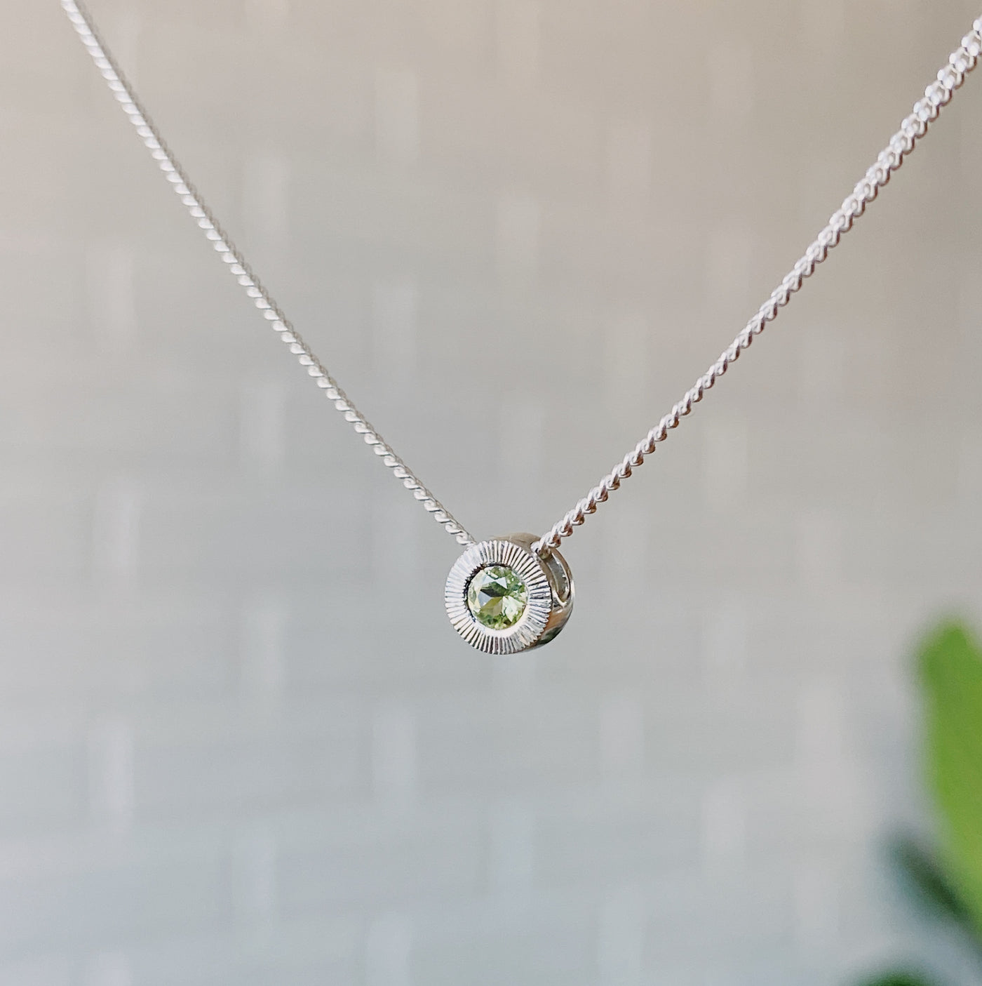 Small Aurora Birthstone Necklace - August - Peridot