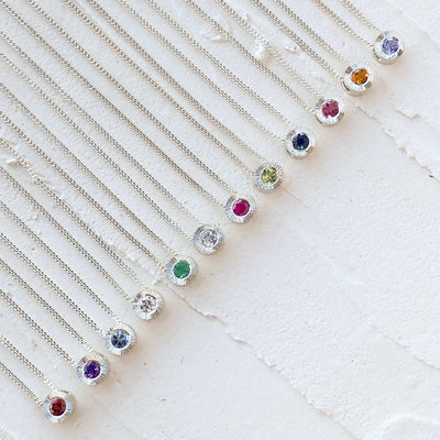 Small Aurora Birthstone Necklace in Sterling Silver