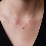Diamond Small Aurora Birthstone Necklace in Sterling Silver
