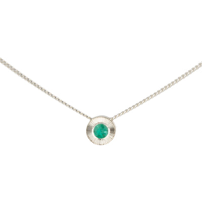 May birthstone Aurora slide necklace with emerald in silver