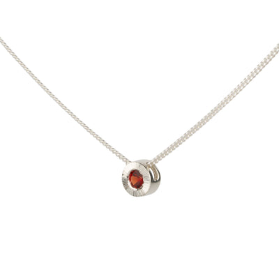 January birthstone Aurora slide necklace with garnet in silver