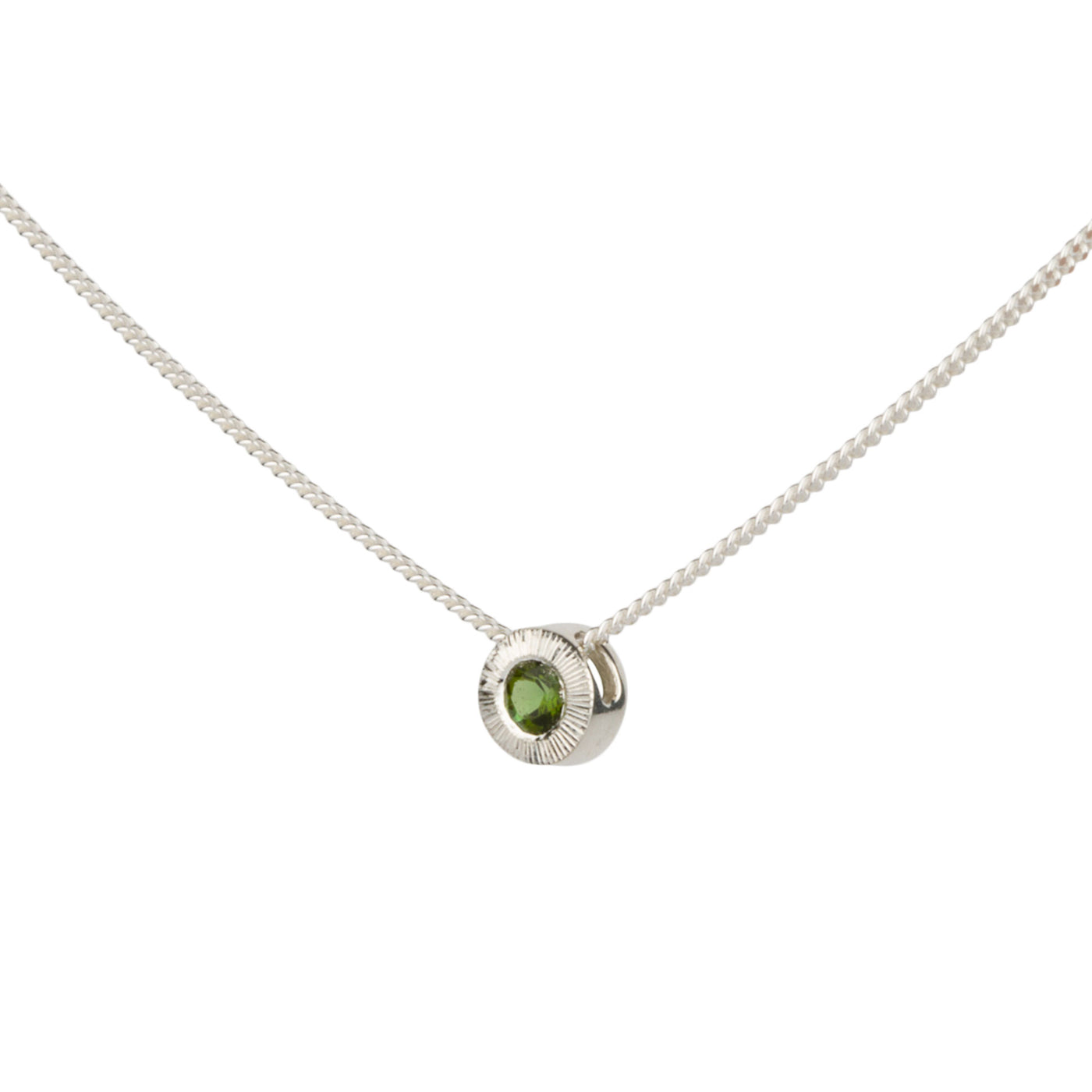 Small Aurora Birthstone Necklace - October - Green Tourmaline