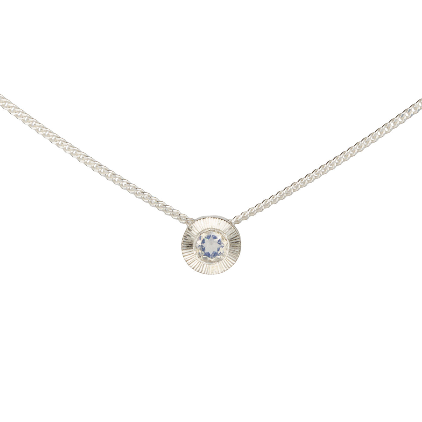 June birthstone Aurora slide necklace with moon in silver