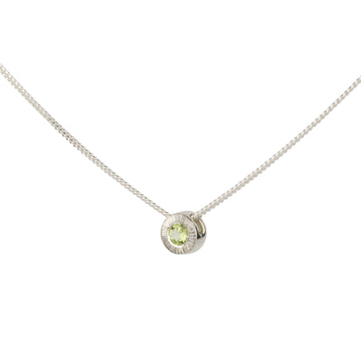 August birthstone Aurora slide necklace with peridot in silver