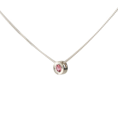 October birthstone Aurora slide necklace with pink tourmaline in silver
