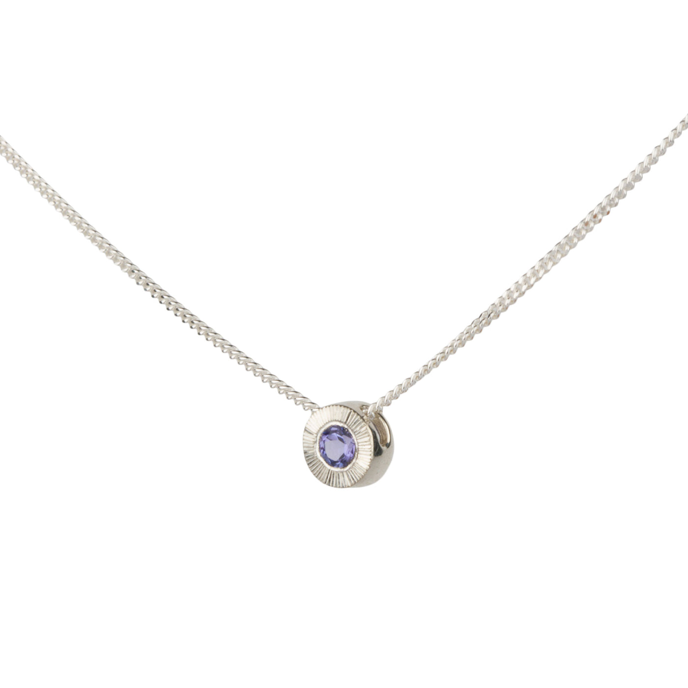 December birthstone Aurora necklace with tanzanite in sterling silver