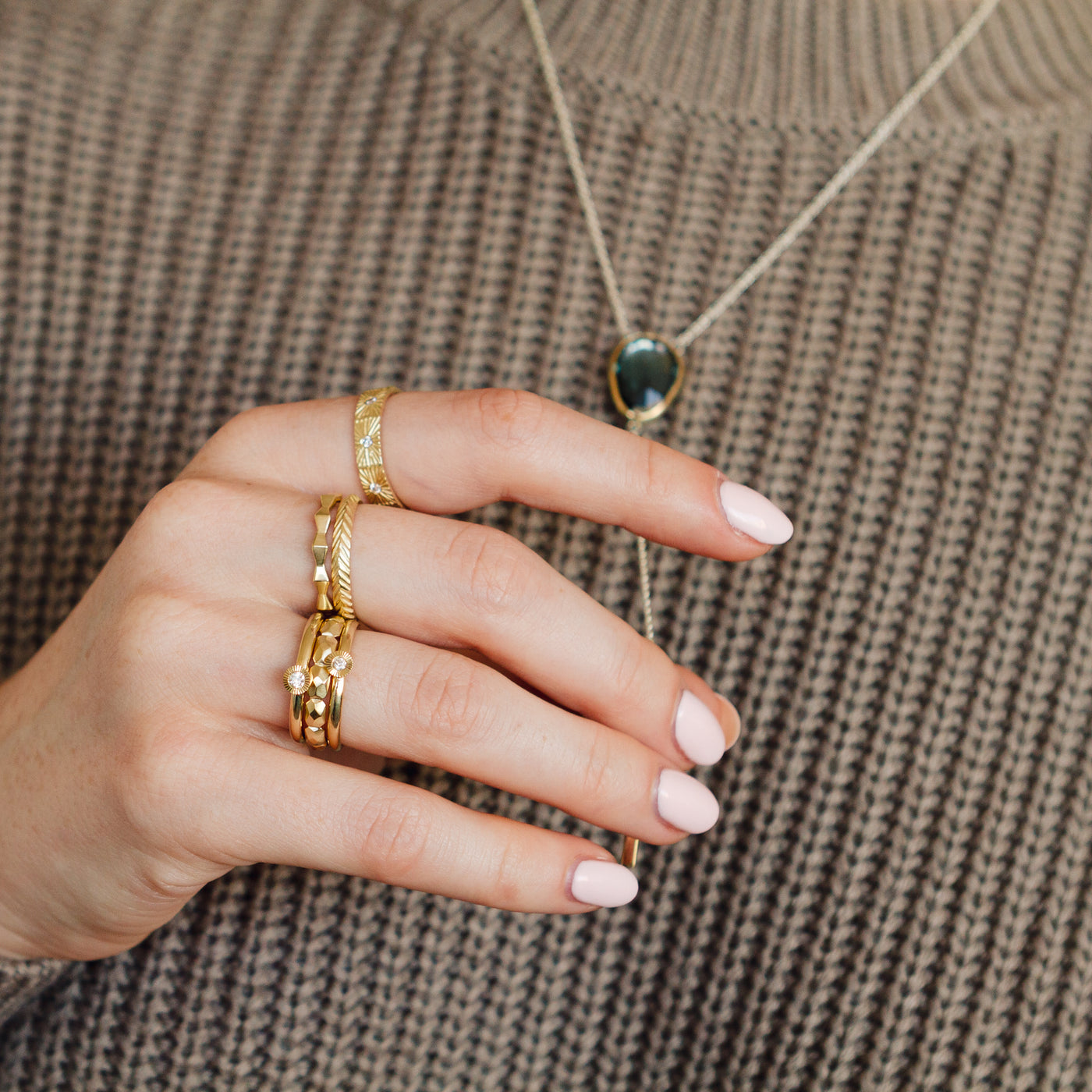 London Blue Topaz, Silver, and Gold Selene Lariat
