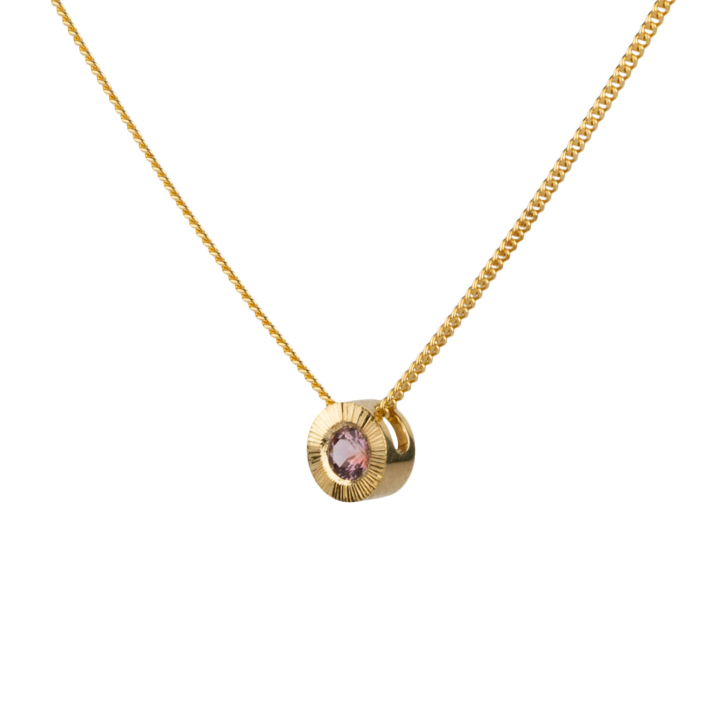 Pink Montana Sapphire Small Aurora Necklace in Yellow Gold