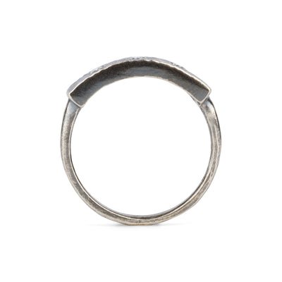 Nova Oxidized Silver and Diamond Ring by Corey Egan on a white background profile view