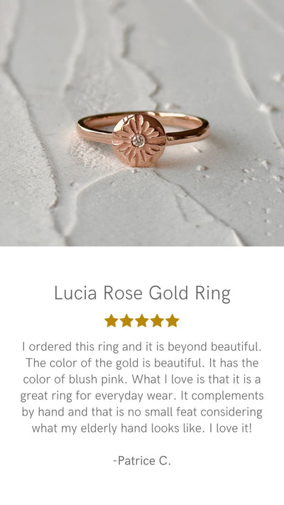 Lucia Small Rose Gold and Diamond Ring photo attached to a customer review