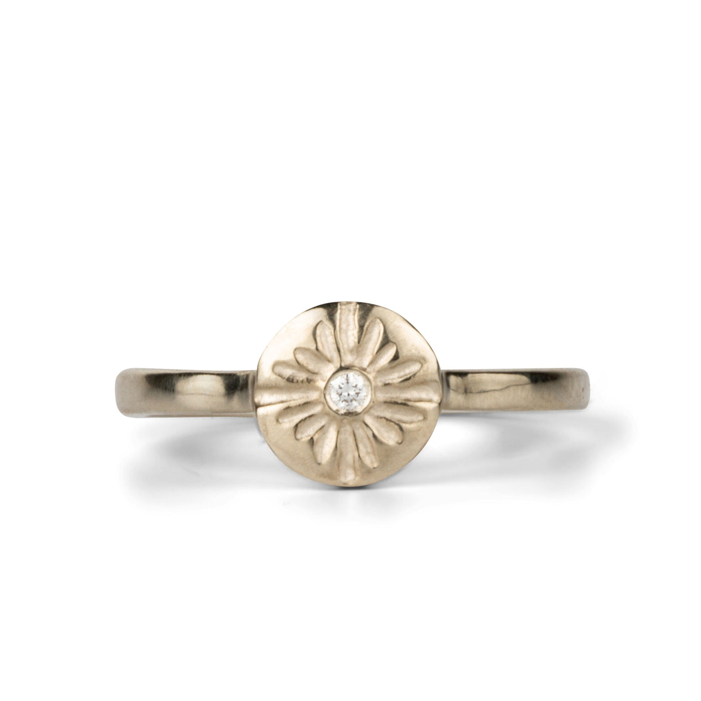 Lucia Small White Gold and Diamond Ring front facing on a white background