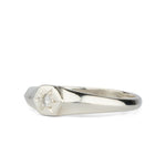 Silver and Diamond Star Astra Signet Ring side view on a white background