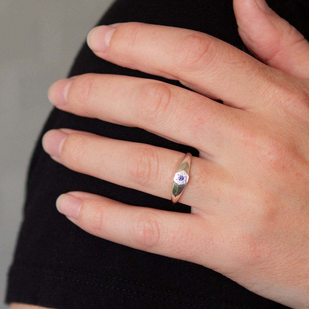 Sterling Silver Astra Ring - September Birthstone Signet