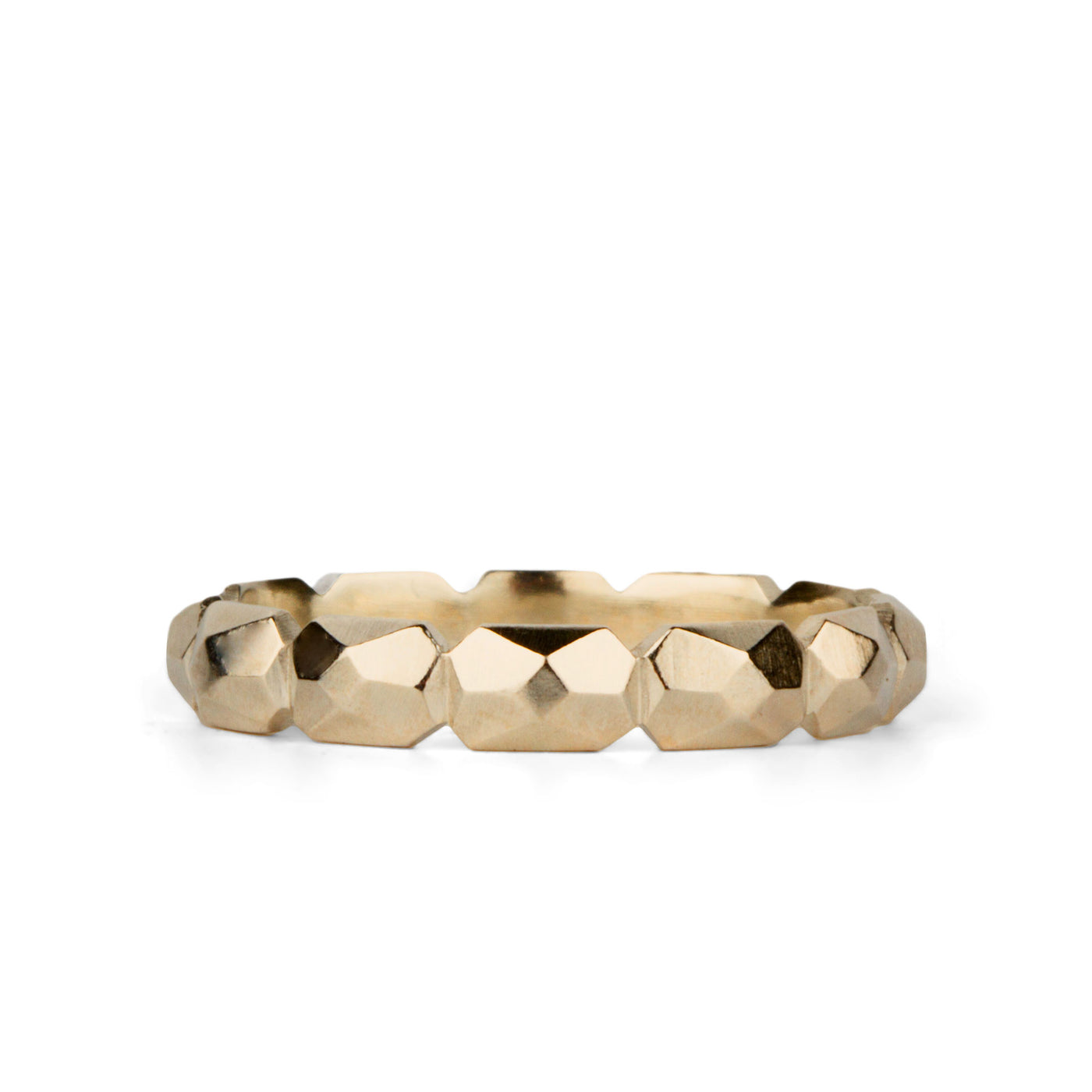 14k yellow gold faceted carved nugget eternity band