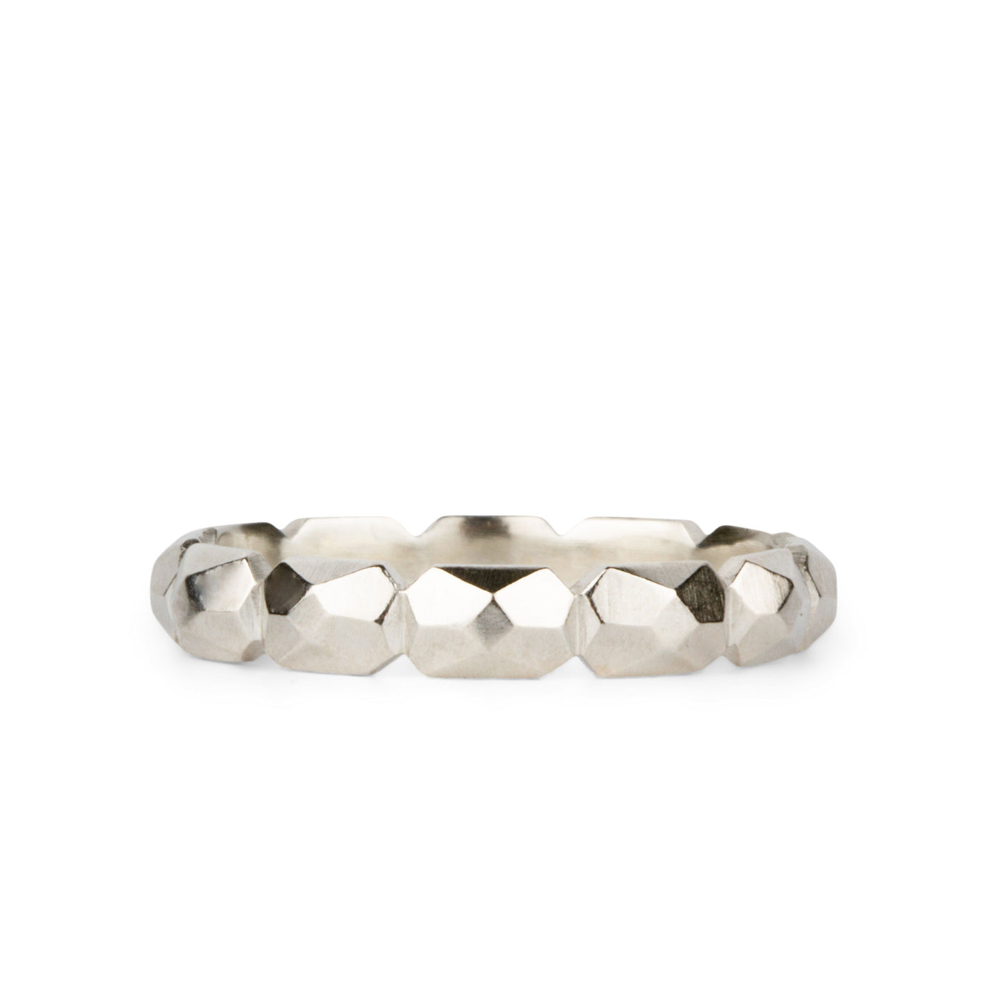 sterling silver faceted carved nugget eternity band