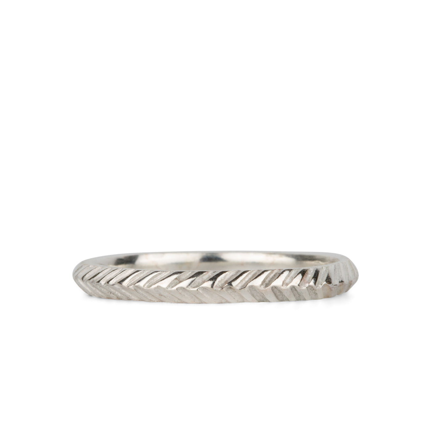 sterling silver stackable herringbone carved band 2mm width