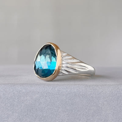 London Blue Topaz Silver and Gold Calista Ring