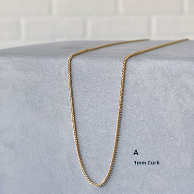 14k yellow gold 1mm curb chain