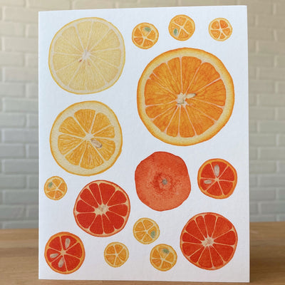 Watercolor Card with Orange and Lemon Slices