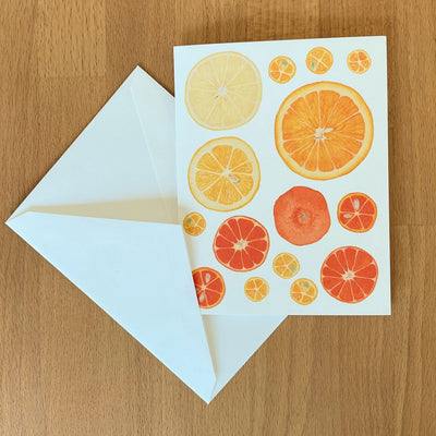 Watercolor Card with Orange and Lemon Slices