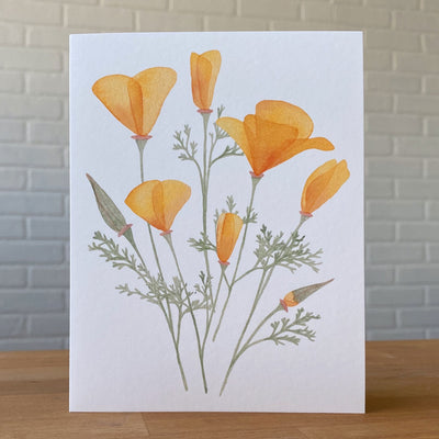Watercolor card with California Poppies