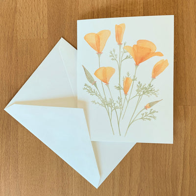Watercolor Card with California Poppies