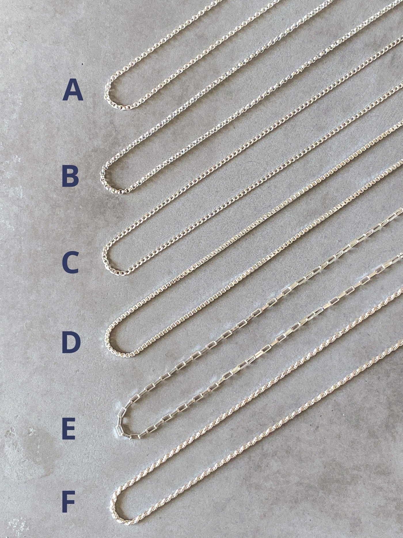 Sterling silver chain options