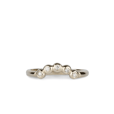 Arched Droplet Band in White Gold with White Diamonds by Corey Egan