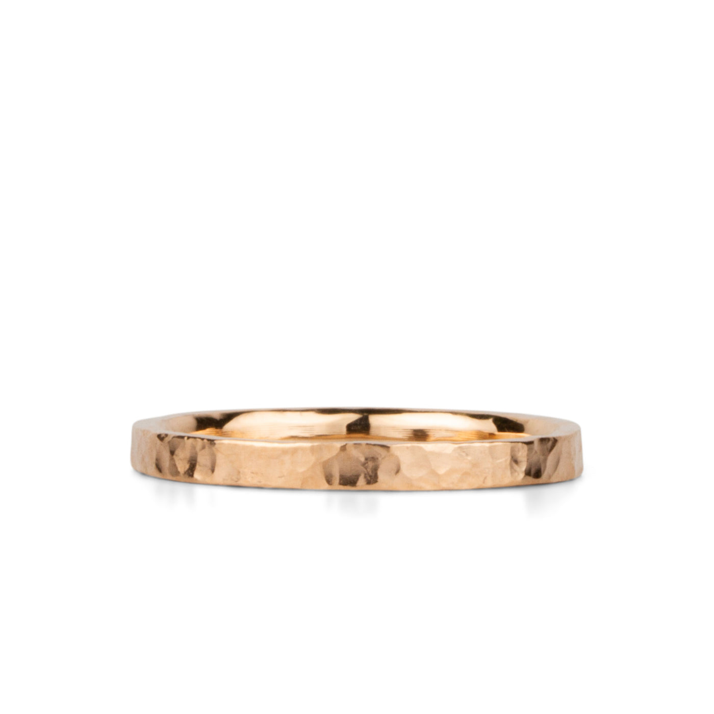 Rose Gold Blue Ridge Flat Hammered Band - 2mm - size 6.5
