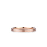 Thin 2mm Diablo flat brushed rose gold wedding band on a white background by Corey Egan
