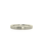 Thin 2mm Diablo flat brushed white gold wedding band on a white background by Corey Egan