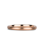 Thin half round Diablo rose gold brushed wedding band on a white background Corey Egan