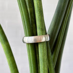 5mm wide 14k white gold half round band with brushed finishe