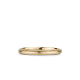 Thin half round Diablo yellow gold brushed wedding band on a white background