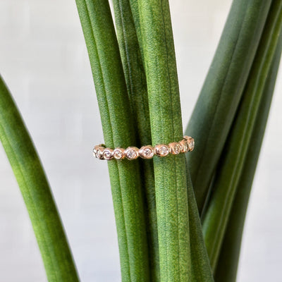 Champagne diamond and 14k rose gold droplet band by Corey Egan