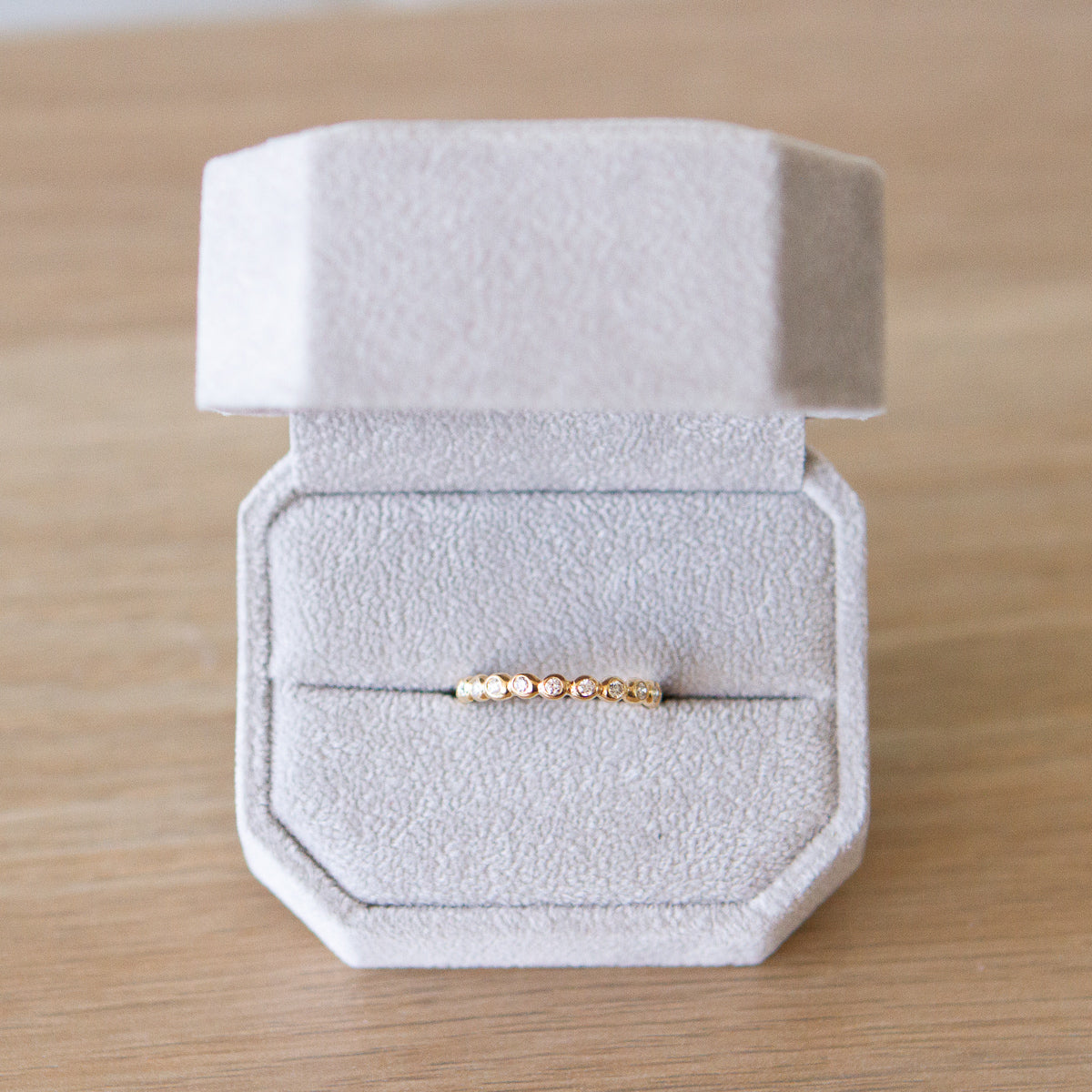 White Diamond Droplet Band in Yellow Gold in a gift box | Corey Egan