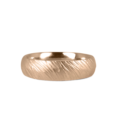 14k rose gold carved and sandy textured surface Mackinac Band by Corey Egan