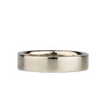 5mm wise shiny polished flat wedding band in 14k white gold by Corey Egan