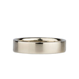 5mm wise shiny polished flat wedding band in 14k white gold by Corey Egan