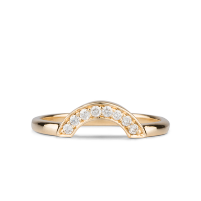 Pavé Medium Arched contour Band yellow gold with white diamonds by Corey Egan