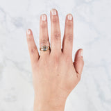 Pinnacles White Diamond Peaked Band with Issa Montana Sapphire Ring by Corey Egan on a hand