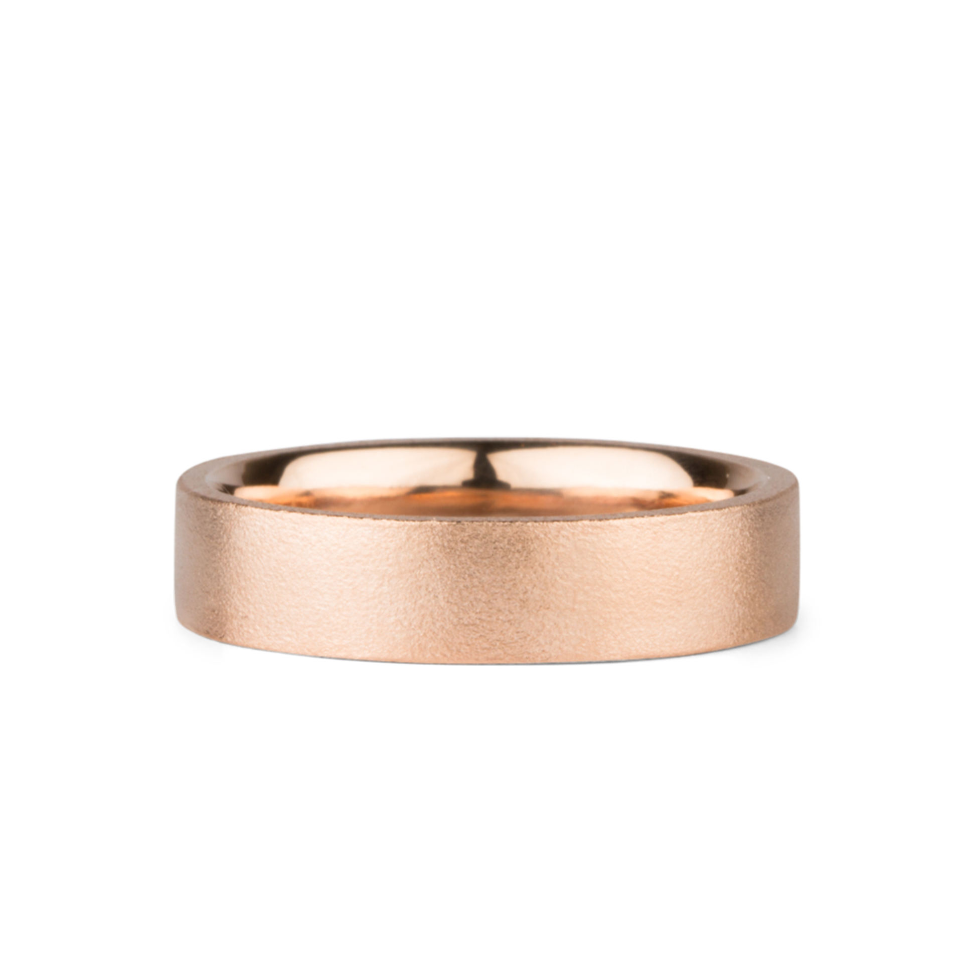 Yosemite Matte Textured 14K Rose Gold 5mm Flat Band by Corey Egan
