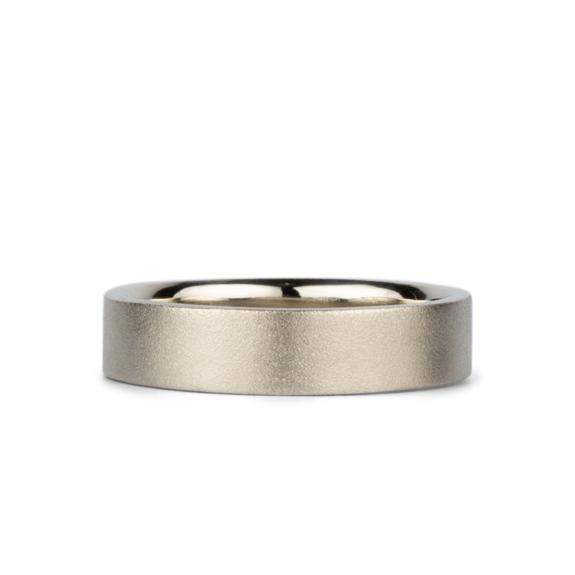 Yosemite Matte Textured 14K White Gold 5mm Flat Band by Corey Egan