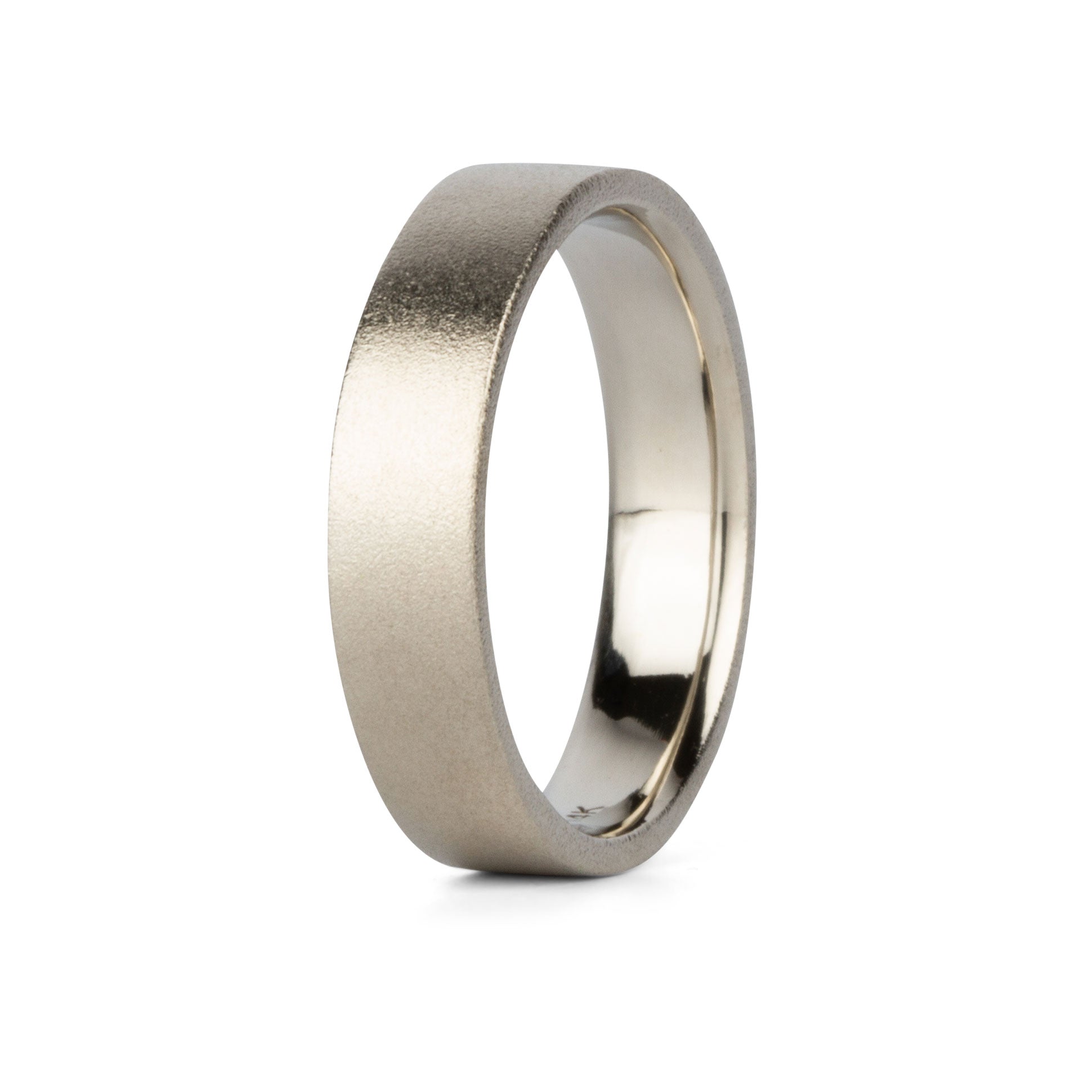 Yosemite Matte Textured 14K White Gold 5mm Flat Band by Corey Egan