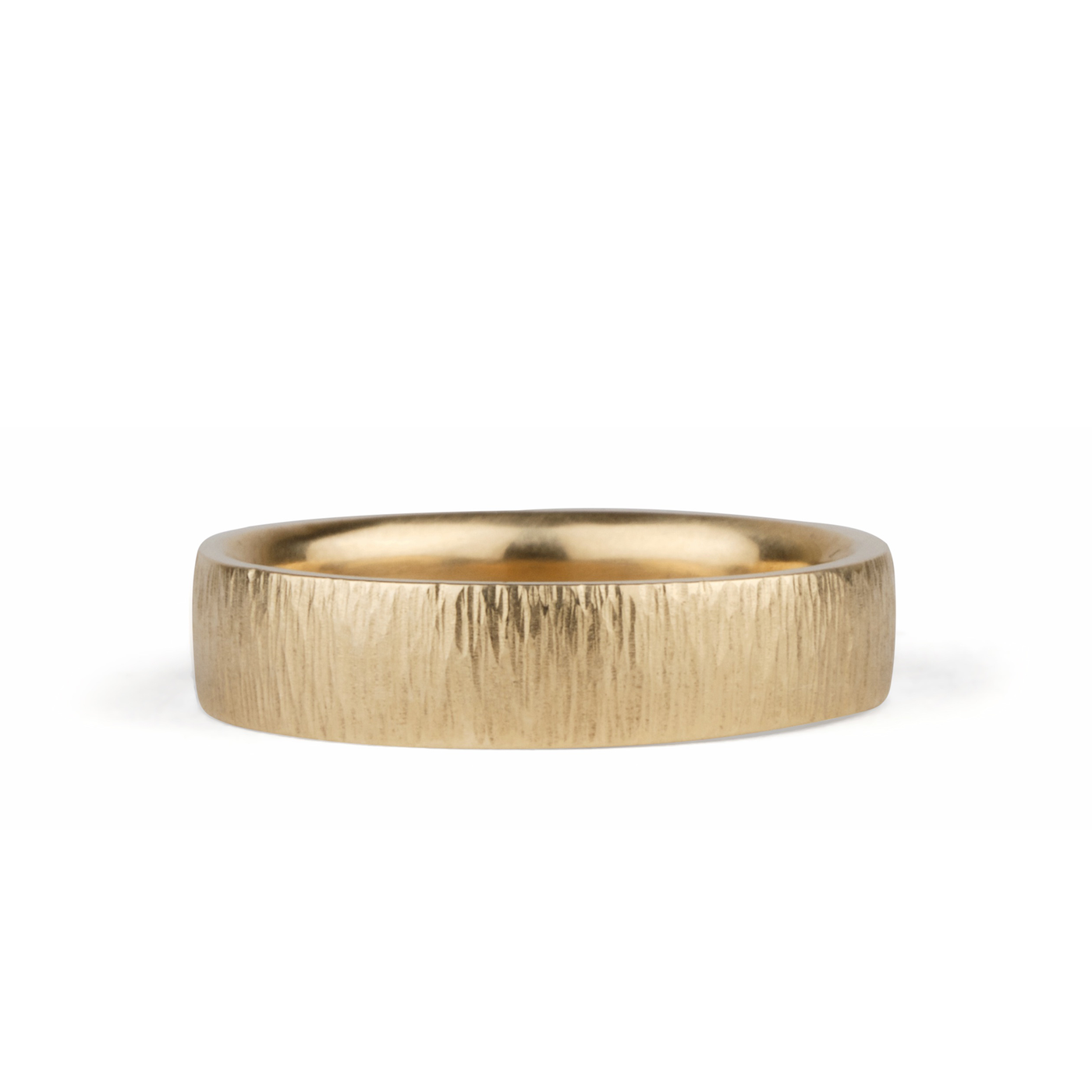 5mm Zion vertical Hammered 14k Yellow Gold Band by Corey Egan