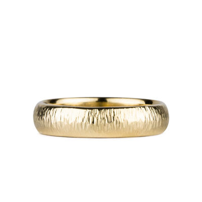 5mm Half Round Vertical Hammered Zion Band in 14k Yellow Gold by Corey Egan